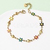 Flower & Heart 304 Stainless Steel Link Bracelets for Women LS-BJEW-F524-06A-G-1