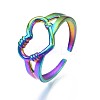 304 Stainless Steel Hollow Heart Cuff Ring RJEW-N038-053-4
