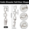 6Pcs Extender Clasps Brass Micro Pave Cubic Zirconia Fold Over Extension Clasps FIND-BBC0003-54B-2