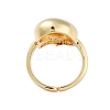 Rack Plating Teardrop Brass Micro Pave Cubic Zirconia Open Cuff Rings for Women RJEW-B064-03G-3