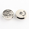 Antique Silver Plated Tibetan Style Flat Round Alloy Slide Charms TIBEB-Q063-09AS-NR-1