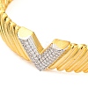 V Shape Rack Plating Brass Micro Pave Cubic Zirconia Cuff Bracelets for Women BJEW-M040-09G-2
