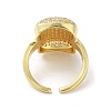 Brass with Cubic Zirconia Open Cuff Rings for Women RJEW-A035-19G-3