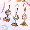 3Pcs 3 Styles Copper Wire Wrapped Chakra Natural Gemstone with Tree of Life Pendant Decorations HJEW-CJ0001-22-5