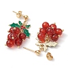 Cherry Alloy Enamel and Carnelian Beads  Studs Earring EJEW-TA00445-4