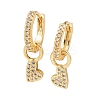 Heart Shape Clear Cubic Zirconia Hoop Earrings EJEW-F310-05G-1