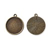 Flat Round Alloy Pendant Cabochon Settings LS-PALLOY-N0088-37AB-NF-2