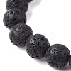Natural Lava Rock Round & Synthetic Turquoise Turtle Beaded Stretch Bracelet for Women BJEW-JB09700-04-4