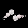 Natural Rose Quartz Round Beaded Pendants PALLOY-JF02867-04-2