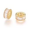 Brass Micro Pave Cubic Zirconia Rondelle European Beads ZIRC-G166-45G-2