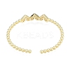 Cubic Zirconia Triple Heart Open Cuff Bangle BJEW-G651-09G-04-2