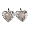 Natural Rose Quartz Peach Love Heart Pendants G-G158-01J-1