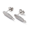Non-Tarnish 201 Stainless Steel Oval Stud Earring Findings X-STAS-K259-20P-1