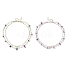 2Pcs 2 Styles Natural Amethyst Chip & Glass & 304 Stainless Steel Handmade Link Chain Double Layer Necklaces for Women NJEW-JN05363-2