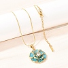 304 Stainless Steel Pave Clear Cubic Zirconia with Enamel Flower Pendant Necklaces NJEW-H088-02G-3
