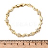 Moon & Star & Hamsa Hand Brass Micro Pave Clear Cubic Zirconia Link Chain Bracelets BJEW-C130-03G-5