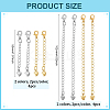 8Pcs 4 Styles Brass Chain Extender with Heart Charms and Lobster Claw Clasp FIND-ME0002-41-2