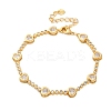 Rack Plating Brass Micro Pave Cubic Zirconia Link Bracelets for Women BJEW-C086-02G-3