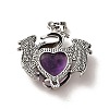 Natural Amethyst Heart Pendants KK-K331-01AS-08-3