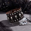 Cowhide Leather Wide Cord Bracelet BJEW-WH0011-24-4