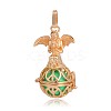 Golden Plated Brass Hollow Round Cage Pendants KK-J251-10G-1