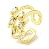 Real 18K Gold Plated Brass Micro Pave Clear Cubic Zirconia Open Cuff Rings LS-RJEW-G303-01C-G-1