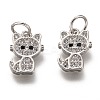 Brass Micro Pave Clear Cubic Zirconia Charms ZIRC-C020-38-3