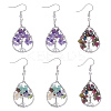 3 Pairs 3 Colors Teardrop with Tree of Life Dangle Earrings EJEW-UN0001-98-1