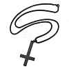 304 Stainless Steel Christian Upside Down Cross Pendant Box Chain Necklaces NJEW-NH0001-07EB-4