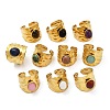 316 Stainless Steel with Natural Mixed Gemstone Cuff Rings RJEW-Z098-01G-16-4