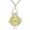 Silver Color Plated Brass Hollow Round Cage Pendants LS-KK-J235-10S-1
