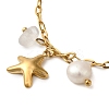 Natural Quartz Crystal & Fresheater Pearl & Starfish Charm Bracelets BJEW-K237-06G-03-2