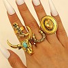 4Pcs Synthetic Turquoise Cuff Open Rings RJEW-P179-03AG-1