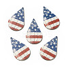 American Flag Theme Single Face Printed Aspen Wood Big Pendants WOOD-G014-12-1
