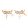 Brass Micro Pave Clear Cubic Zirconia Peg Bails Links Connectors KK-T062-154G-NF-1