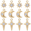 18Pcs 3 Style Brass Micro Pave Cubic Zirconia Charms KK-BBC0011-54-1