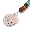 Natural Rose Quartz Heart Keychain G-Z033-11P-01-2