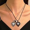 2Pcs 2 Style Heart with Butterfly Alloy Enamel Pendant Necklaces Set PW-WG25073-01-2