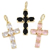 Rack Plating Brass Cubic Zirconia European Dangle Charms KK-P287-47G-1