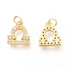 Brass Micro Pave Clear Cubic Zirconia Charms ZIRC-O036-30G-I-2