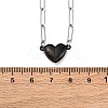 304 Stainless Steel Double-Sided Magnetic Heart Pendant Paperclip Chain Necklaces NJEW-U028-02B-5