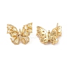 Rack Plating Brass with Cubic Zirconia Stud Earrings for Women EJEW-G394-06G-05-1