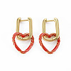 Brass Enamel Dangle Hoop Earrings EJEW-S208-141-NF-2