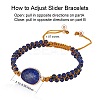 Natural Lapis Lazuli Teardrop Link Braided Bead Bracelet BJEW-SZ0002-54B-2