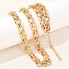 8MM 304 Stainless Steel Textured Ring Link Chain Necklaces NJEW-Z105-04G-03-3