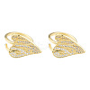 Clear Cubic Zirconia Heart Leaf Open Cuff Ring RJEW-T016-42G-3
