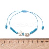 Synthetic Turquoise & Glass Seed Beads & Shell Braided Bead Bracelets BJEW-MZ00331-5
