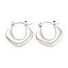Non-Tarnish Chunky Rhombus 304 Stainless Steel Hoop Earrings for Women EJEW-C067-03P-1
