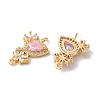 Brass Pave Clear Cubic Zirconia Flower Teardrop Links Connector Charms KK-C062-014G-2