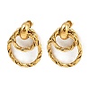 304 Stainless Steel Twist Double Ring Dangle Stud Earrings EJEW-K268-30G-4